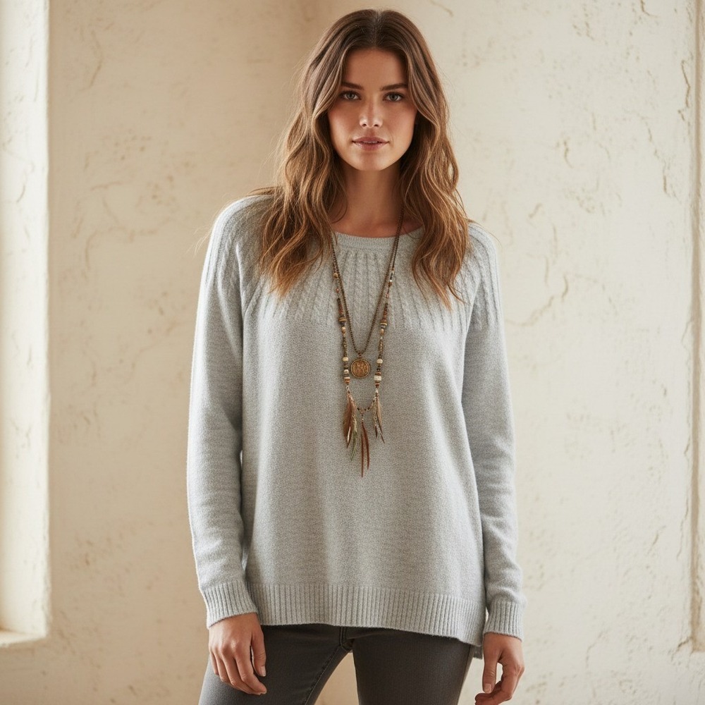 NEW Croft Barrow Sweater Gray Silver Metallic Petite Glam Party Size XLP Petite